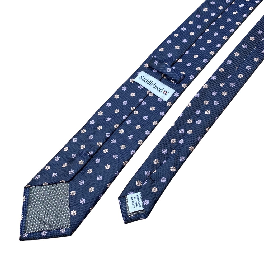 Saddlebred Necktie Floral Jacquard Mens Blue Lavender Peach Preppy Wedding NEW - Picture 3 of 8